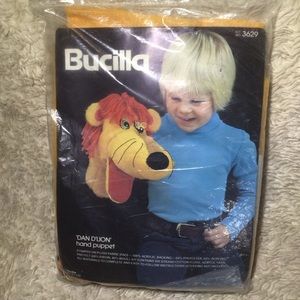 Vintage Bucilla Dan D‘Lion make your own hand puppet kit yarn craft DIY MYO